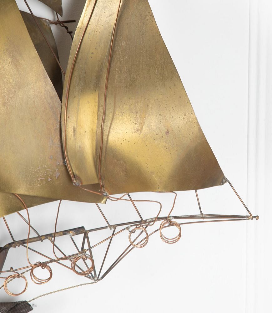 20th Century Brass Ship Wall Light Signed Daniel D'Haeseleer LW1538552