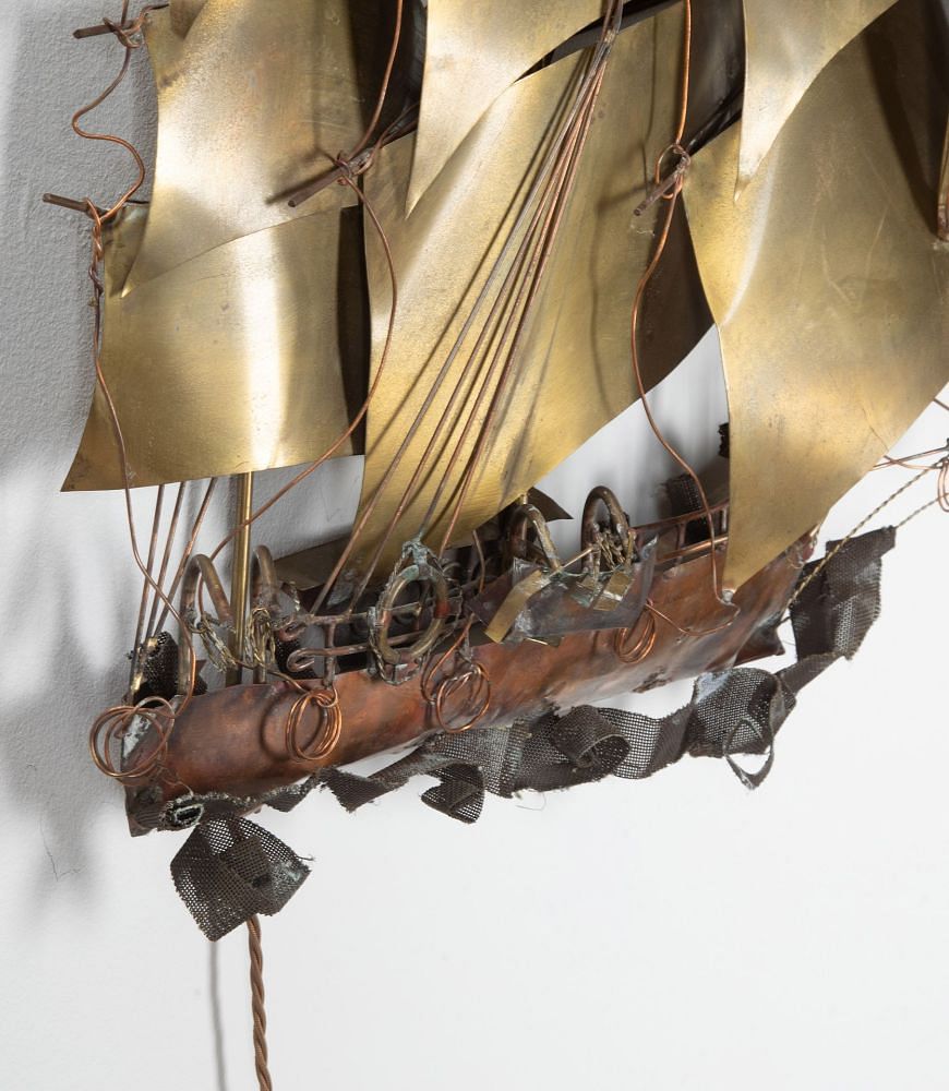 20th Century Brass Ship Wall Light Signed Daniel D'Haeseleer LW1538552