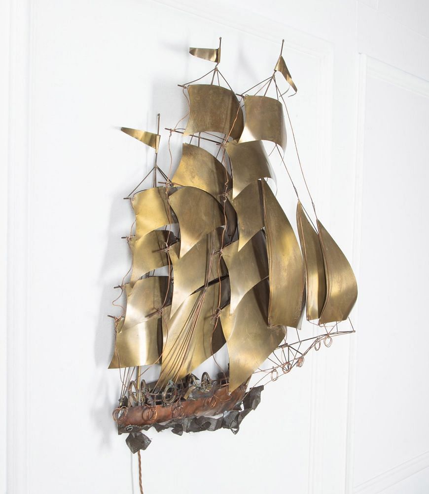 20th Century Brass Ship Wall Light Signed Daniel D'Haeseleer LW1538552