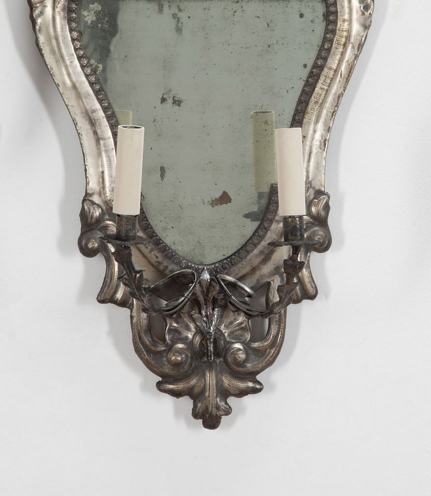 Pair of 18th Century Italian Silver Girandole Mirror Wall Lights LW2341372