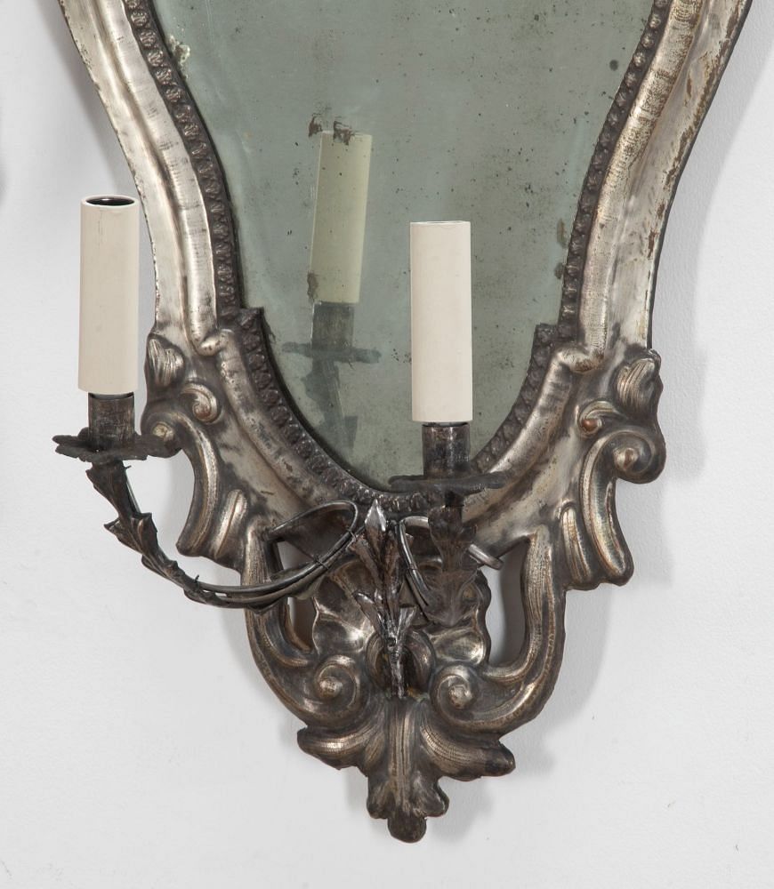 Pair of 18th Century Italian Silver Girandole Mirror Wall Lights LW2341372