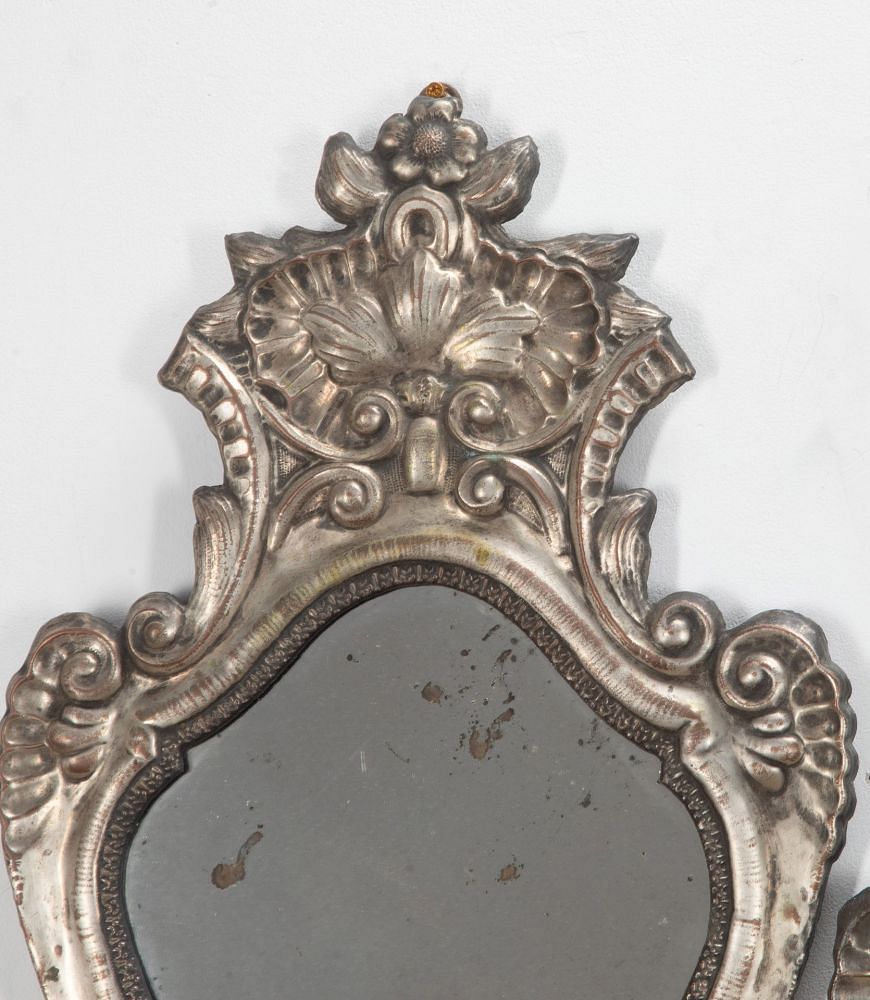 Pair of 18th Century Italian Silver Girandole Mirror Wall Lights LW2341372