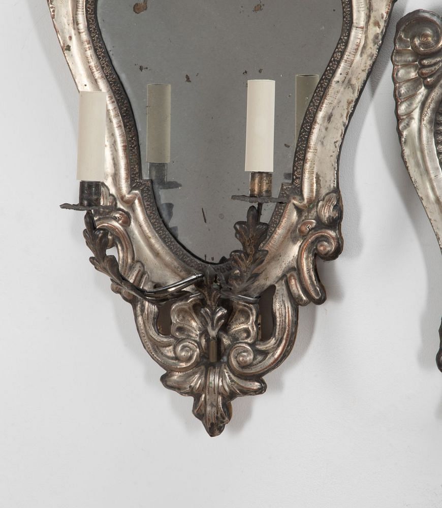 Pair of 18th Century Italian Silver Girandole Mirror Wall Lights LW2341372