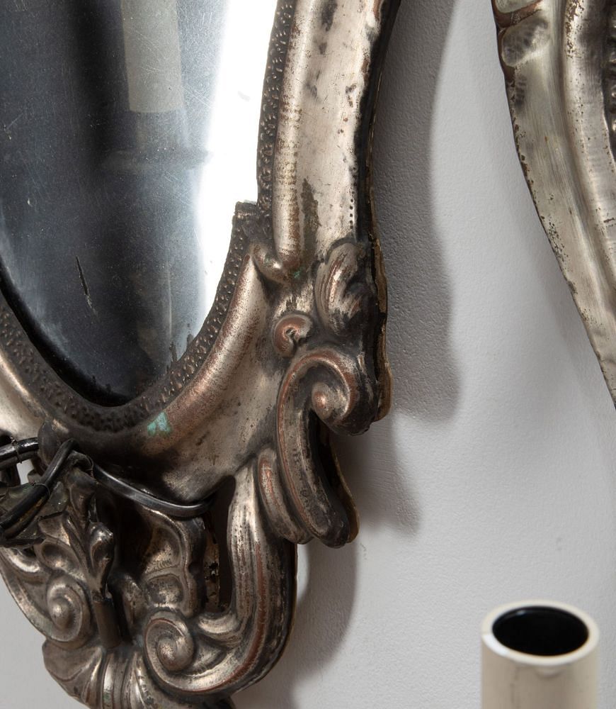 Pair of 18th Century Italian Silver Girandole Mirror Wall Lights LW2341372