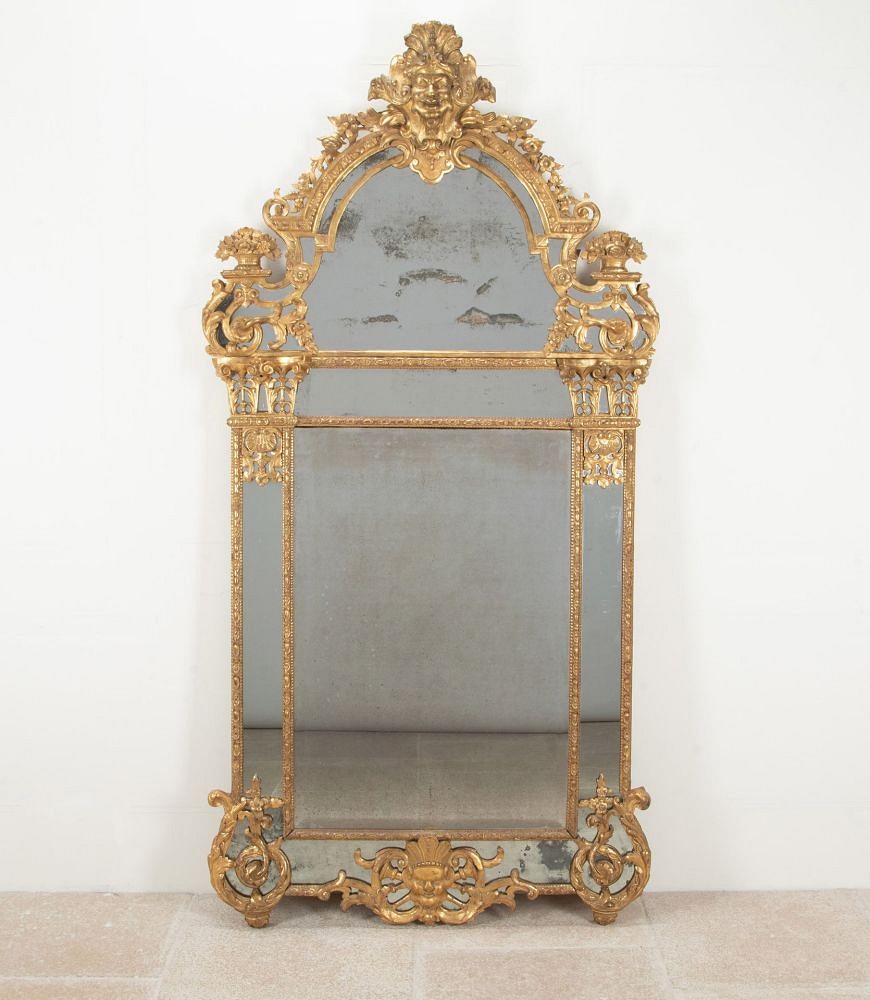 Large 18th Century French Important Regence Giltwood Mirror LW4141906