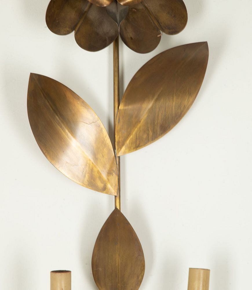 Mid-Century French Brass Flower Wall Light LW4842860