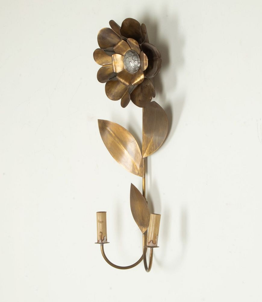 Mid-Century French Brass Flower Wall Light LW4842860