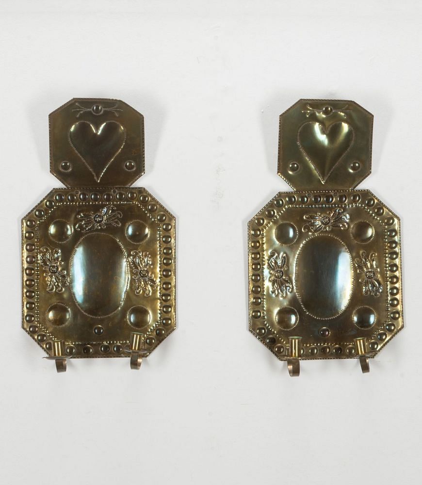 Pair of 19th Century Swedish Pressed Brass Wall Lights LW6040778