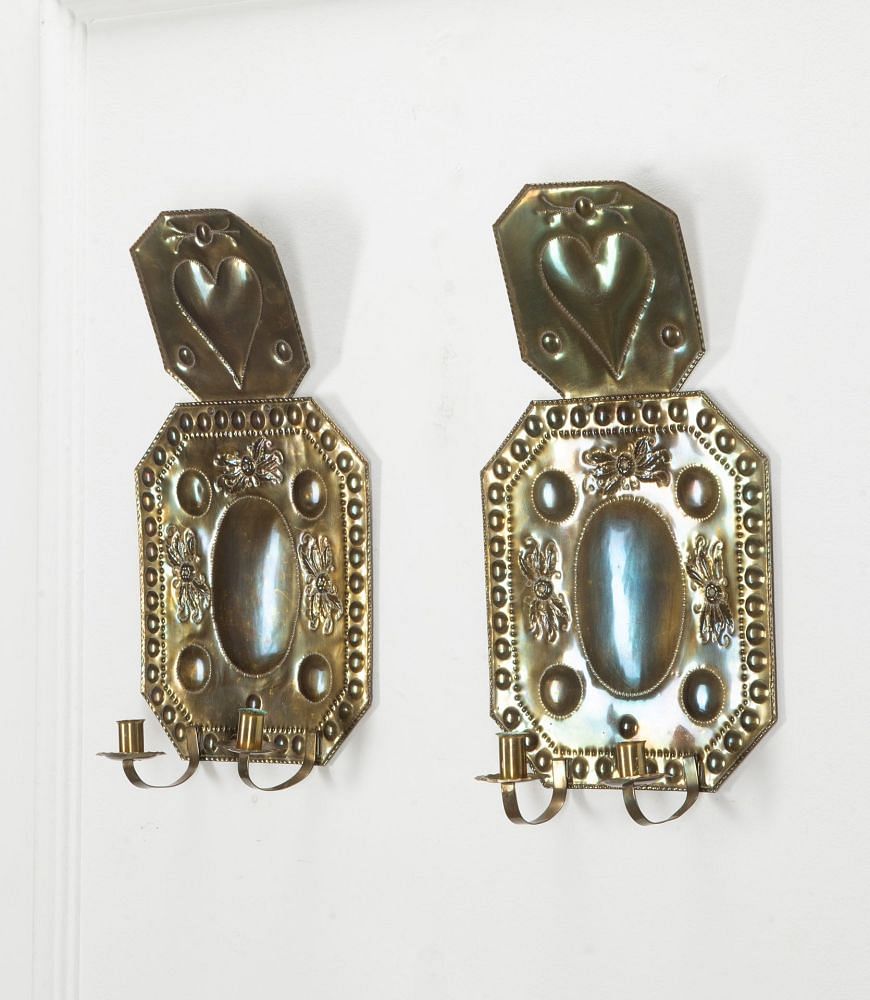 Pair of 19th Century Swedish Pressed Brass Wall Lights LW6040778