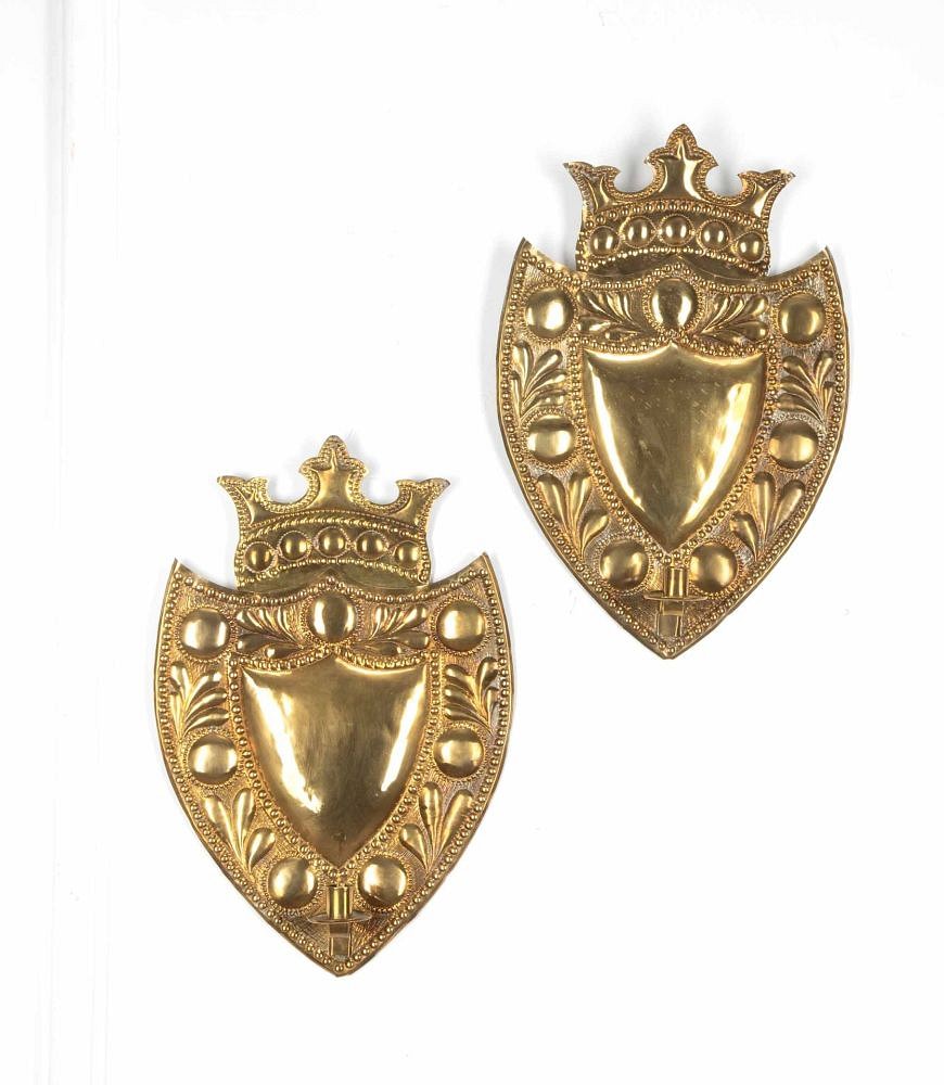 Pair of 19th Century Swedish Pressed Brass Wall Sconces LW6041470