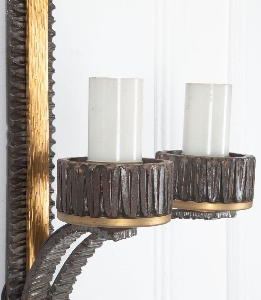 20th Century Pair of Bronzed and Gilt Bronze Iron Wall Lights LW6538053