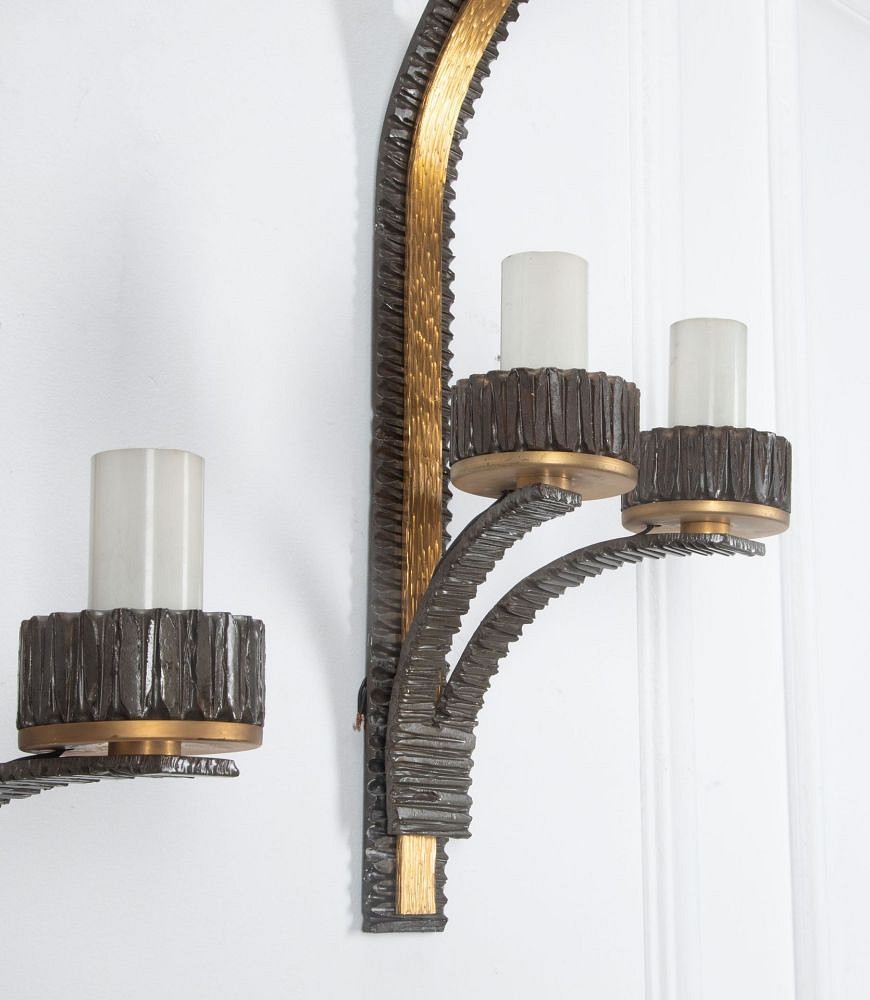 20th Century Pair of Bronzed and Gilt Bronze Iron Wall Lights LW6538053