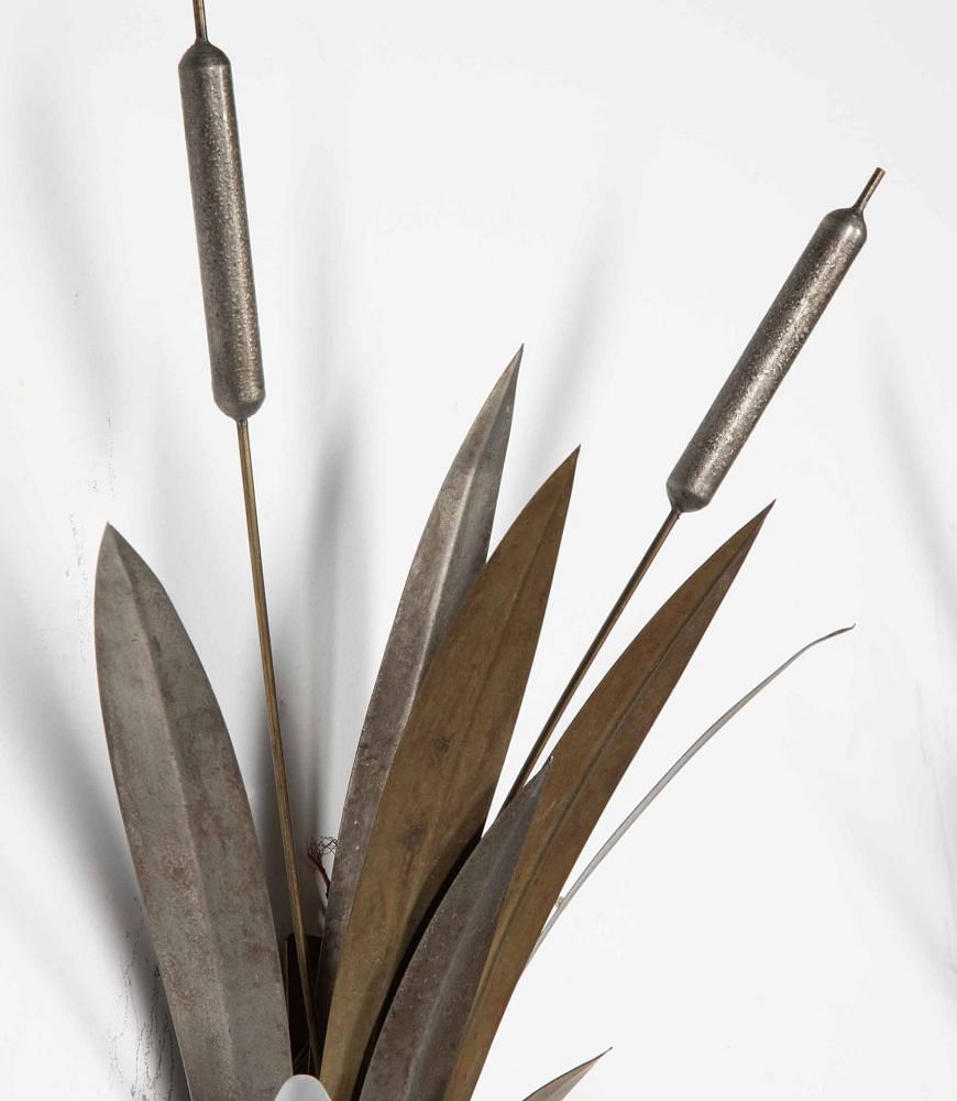 Pair of French Art Deco Bullrush Toleware Wall Lights LW8039755