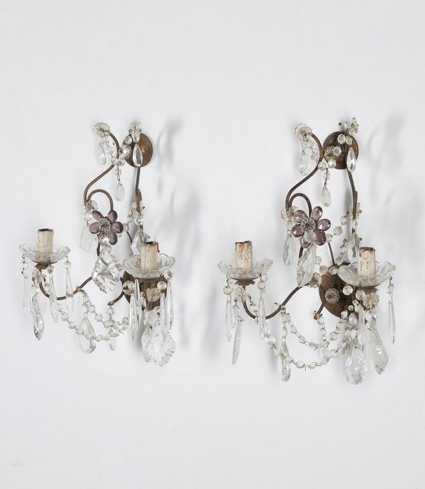 Pair of 20th Century Glass Wall Lights LW9940624