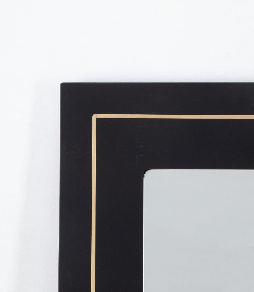 Italian Black Acrylic Mirror With Brass Banding MI1535479