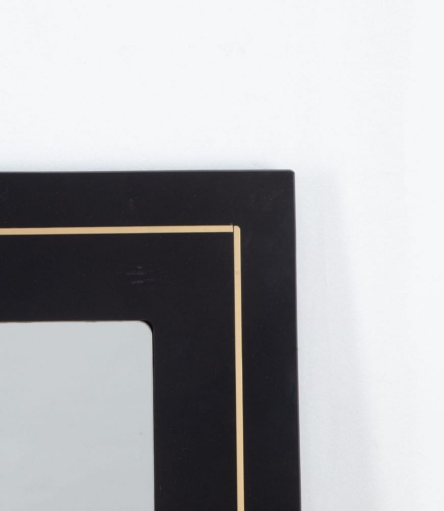 Italian Black Acrylic Mirror With Brass Banding MI1535479