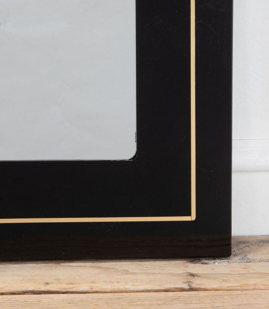Italian Black Acrylic Mirror With Brass Banding MI1535479