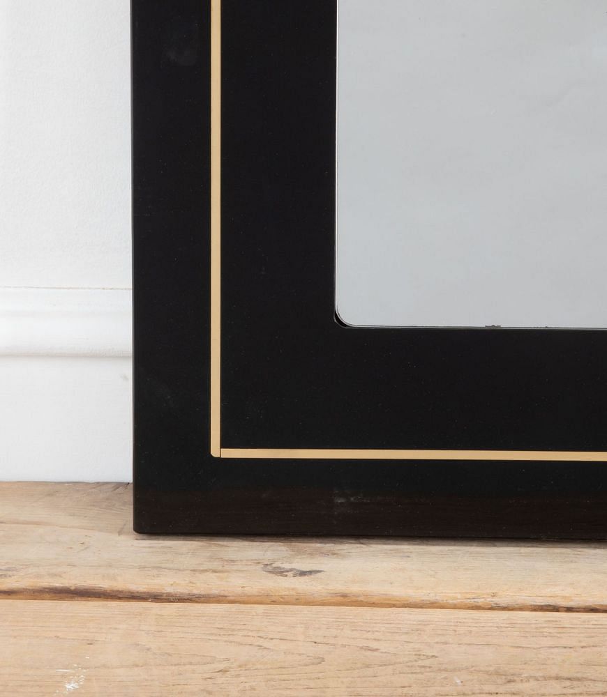 Italian Black Acrylic Mirror With Brass Banding MI1535479