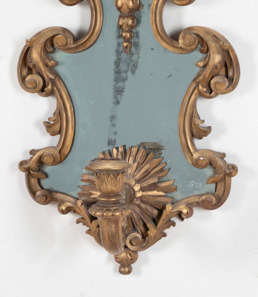 Pair of 18th Century Giltwood Girandole Mirror Wall Sconces MI2342189