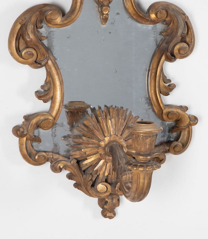 Pair of 18th Century Giltwood Girandole Mirror Wall Sconces MI2342189