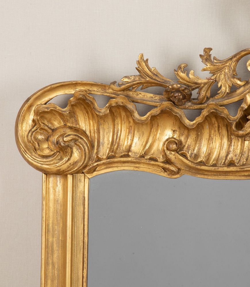 19th Century English Carved Giltwood Overmantle Mirror MI2543384