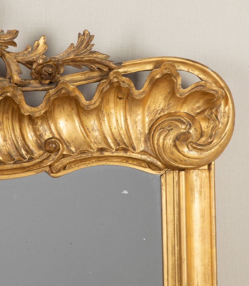 19th Century English Carved Giltwood Overmantle Mirror MI2543384
