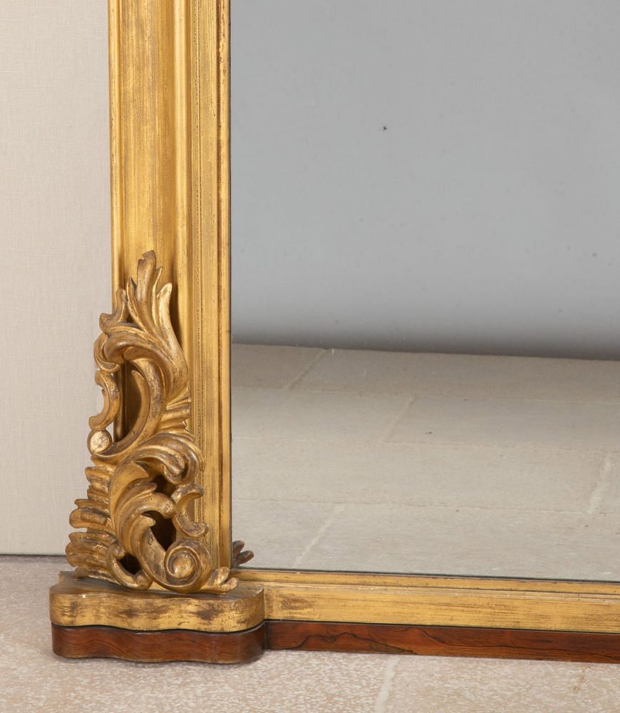 19th Century English Carved Giltwood Overmantle Mirror MI2543384