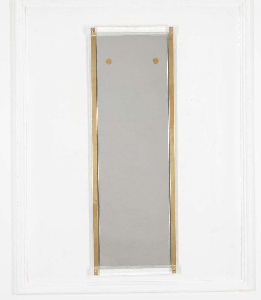 20th Century Belgian Brass and Lucite Mirror MI3036359