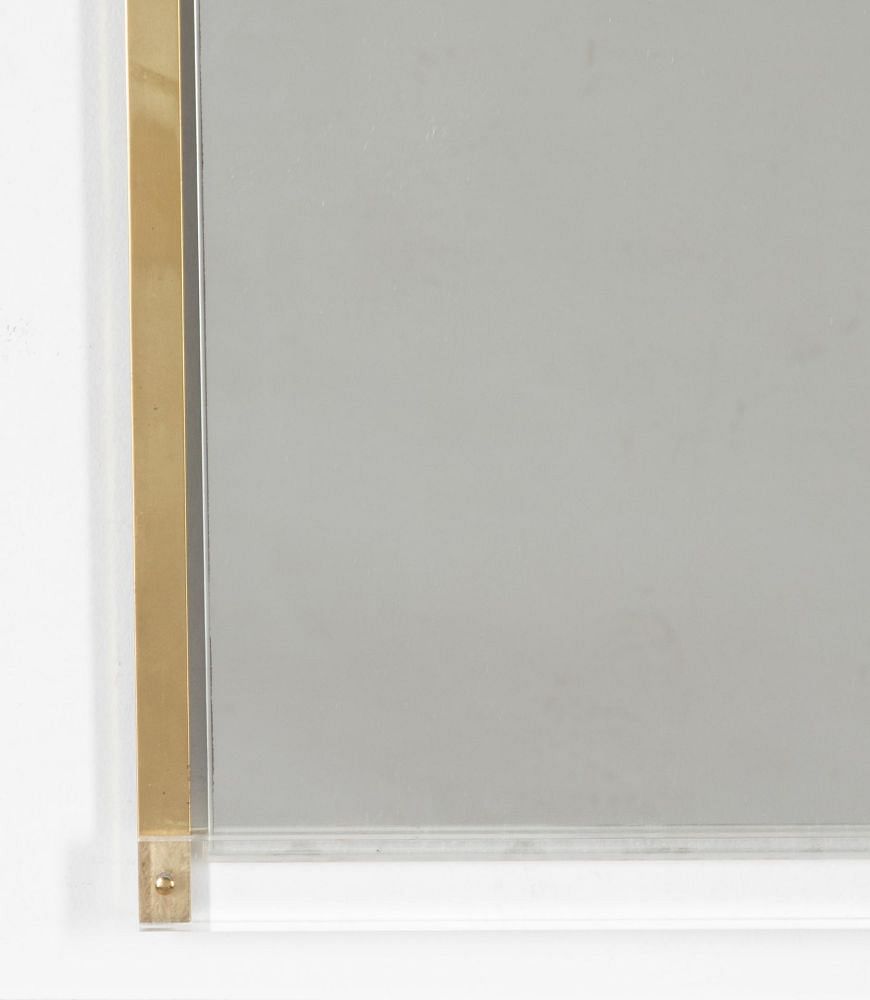 20th Century Belgian Brass and Lucite Mirror MI3036359
