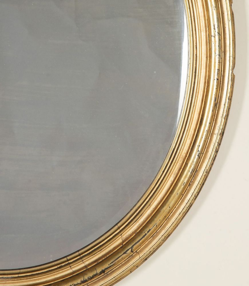 Large 19th Century French Renaissance Style Oval Giltwood Mirror MI3442954