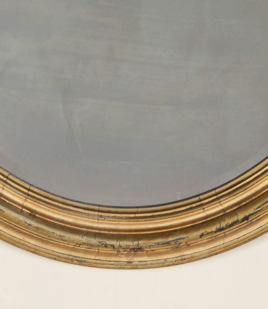 Large 19th Century French Renaissance Style Oval Giltwood Mirror MI3442954