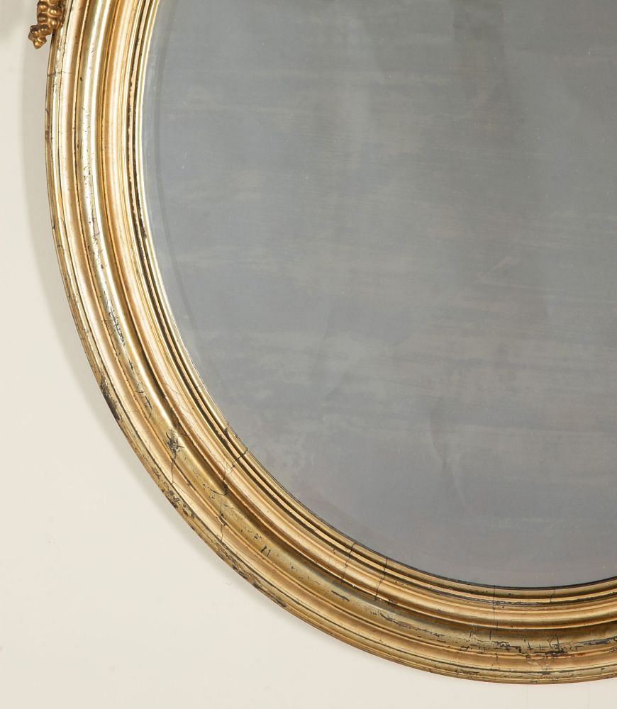 Large 19th Century French Renaissance Style Oval Giltwood Mirror MI3442954