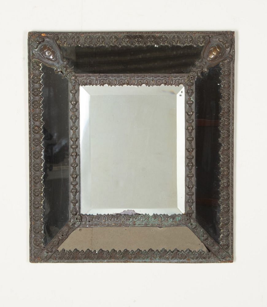 19th Century French Napoleon III Brass Cushion Mirror MI3743483
