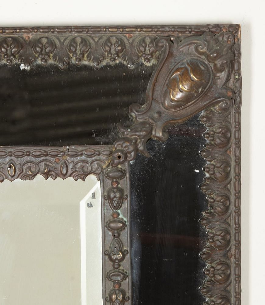 19th Century French Napoleon III Brass Cushion Mirror MI3743483