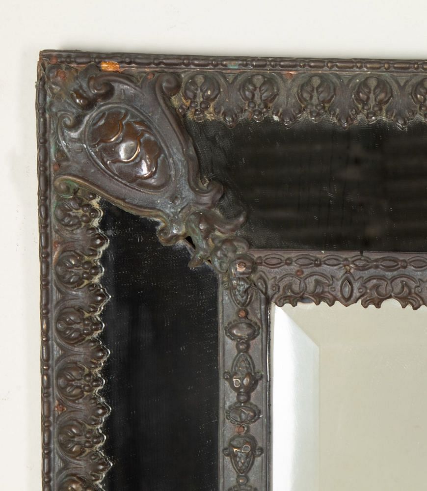 19th Century French Napoleon III Brass Cushion Mirror MI3743483