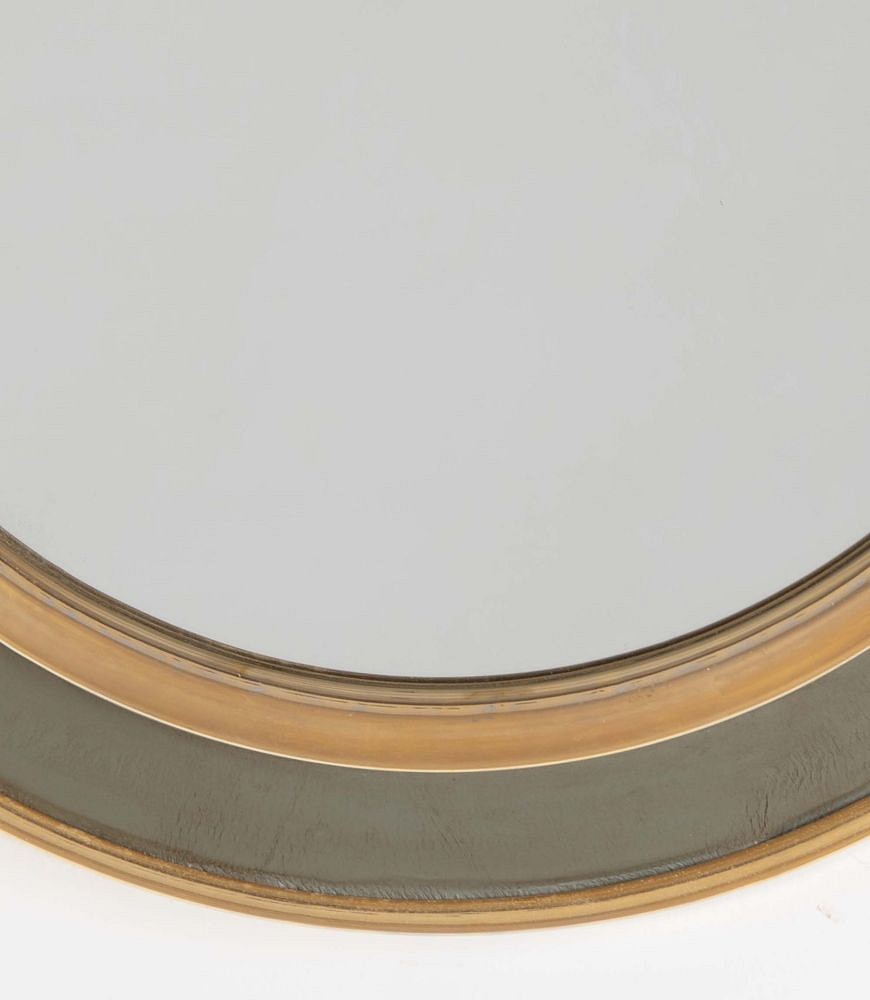 Mid-Century Spanish Circular Leather Framed Mirror MI3842776
