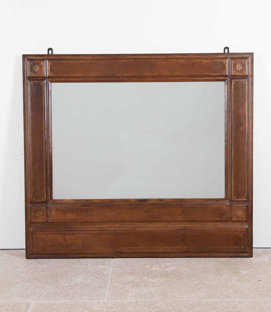 Mid-Century Spanish Tooled Leather Mirror MI3842778
