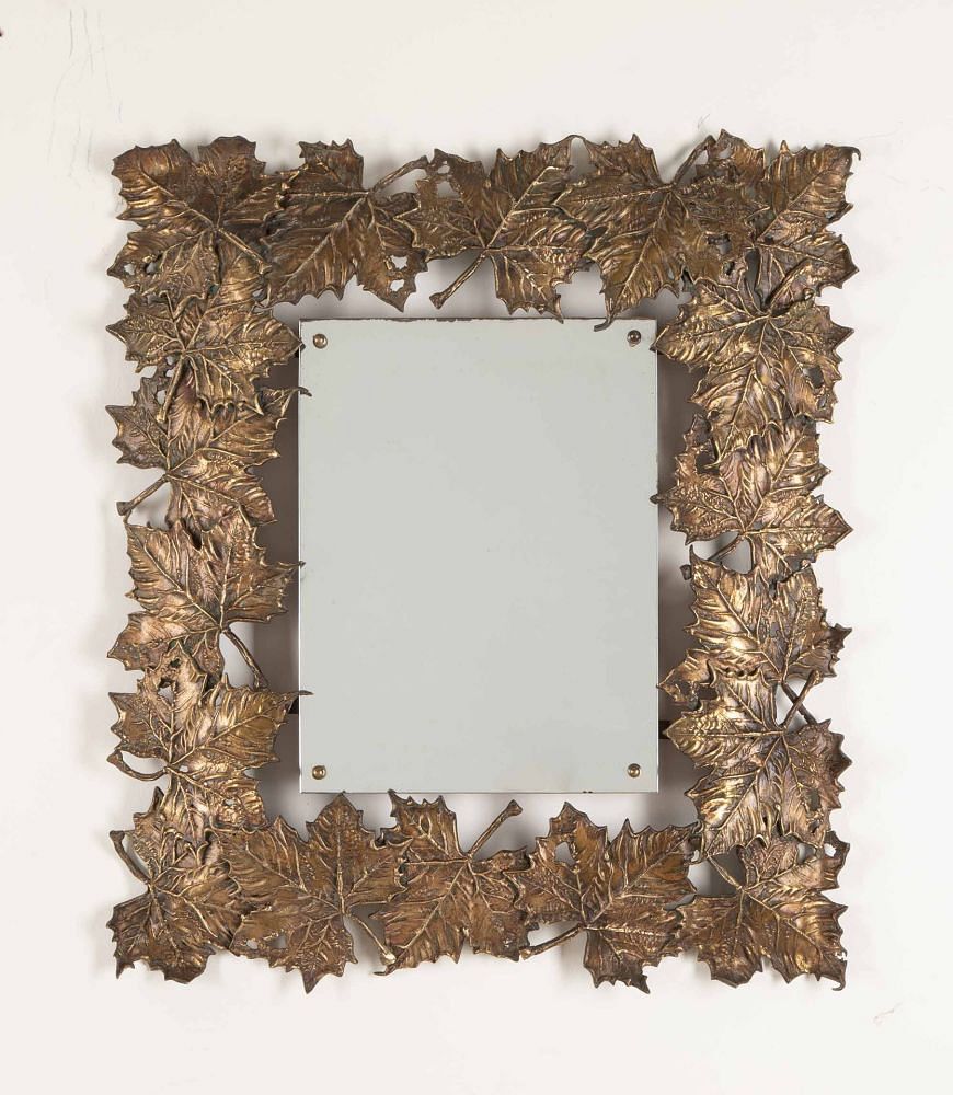 Mid-Century Spanish Gilt Bronze Leaf Mirror MI3842791