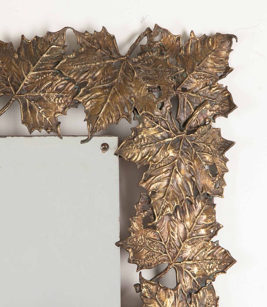 Mid-Century Spanish Gilt Bronze Leaf Mirror MI3842791
