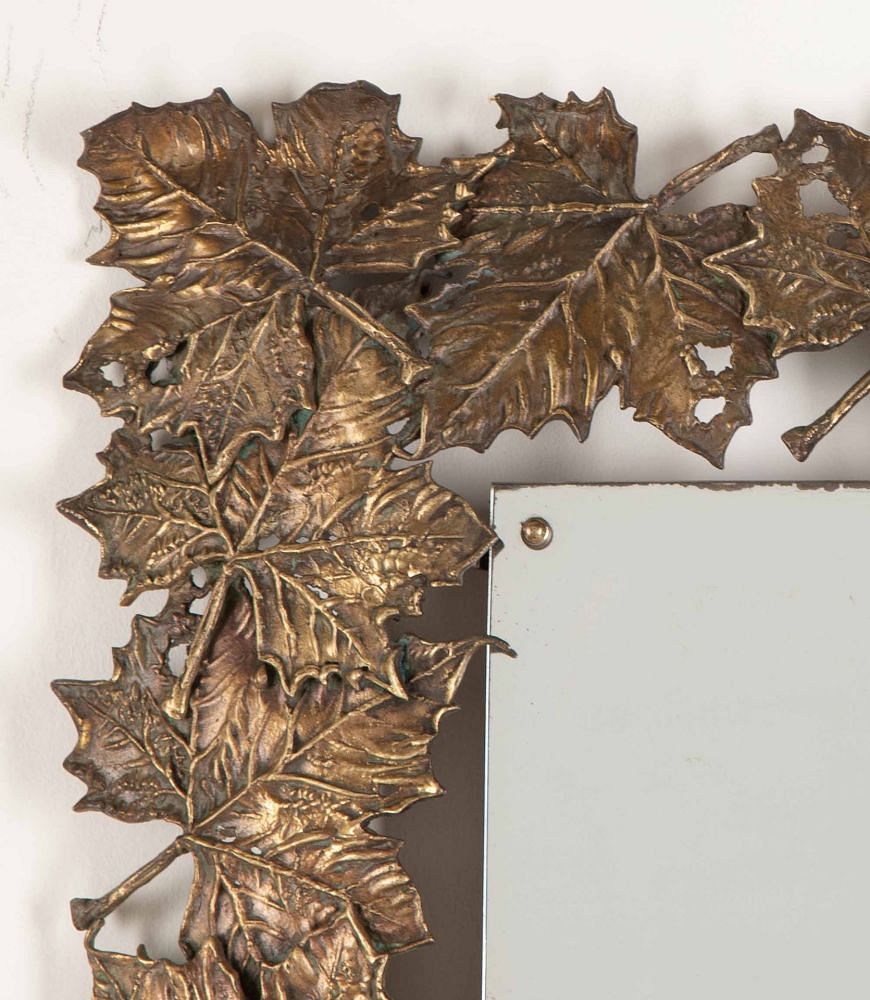 Mid-Century Spanish Gilt Bronze Leaf Mirror MI3842791
