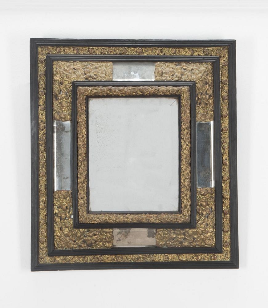 Dutch 19th Century Ebonised and Brass Mirror MI4137940