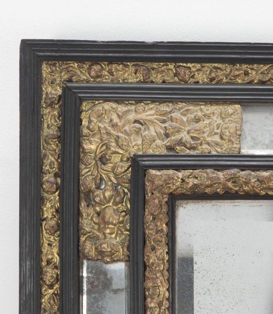 Dutch 19th Century Ebonised and Brass Mirror MI4137940