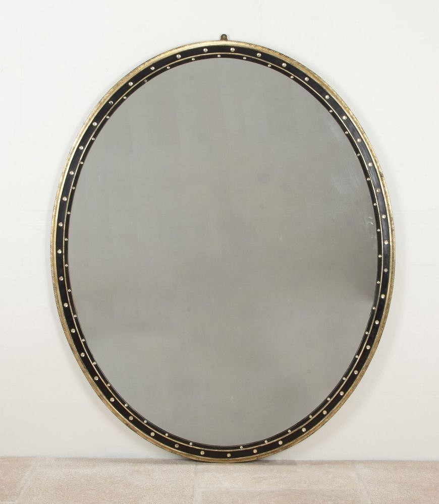 Very Large 19th Century Irish Studded Oval Mirror MI4141907
