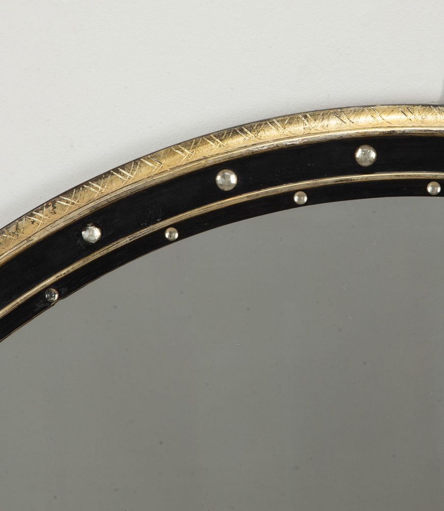 Very Large 19th Century Irish Studded Oval Mirror MI4141907