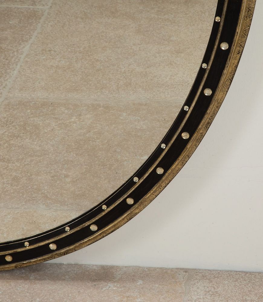 Very Large 19th Century Irish Studded Oval Mirror MI4141907