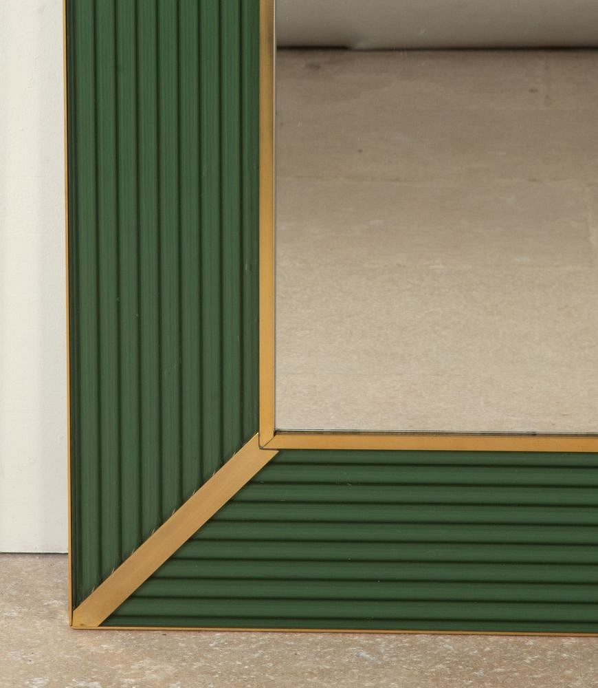 Contemporary Italian Olive Green Glass Frame Mirror MI4643300