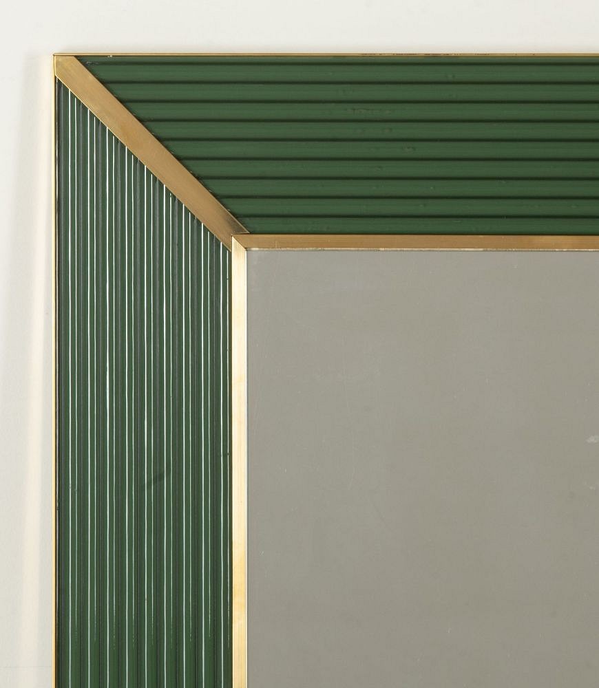 Contemporary Italian Olive Green Glass Frame Mirror MI4643300