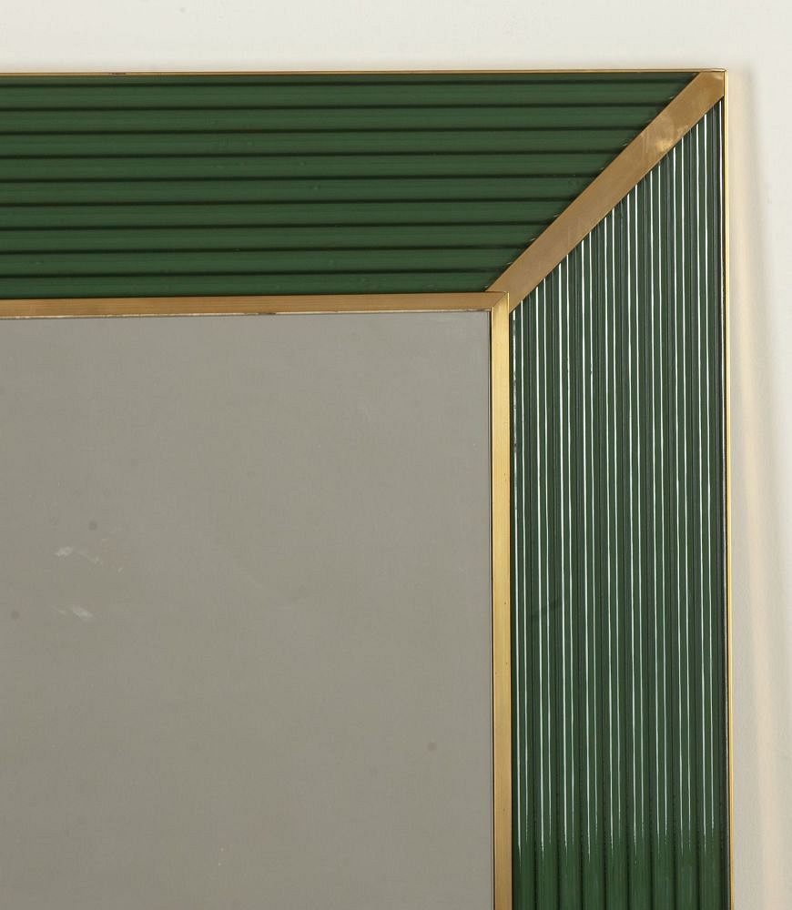 Contemporary Italian Olive Green Glass Frame Mirror MI4643300