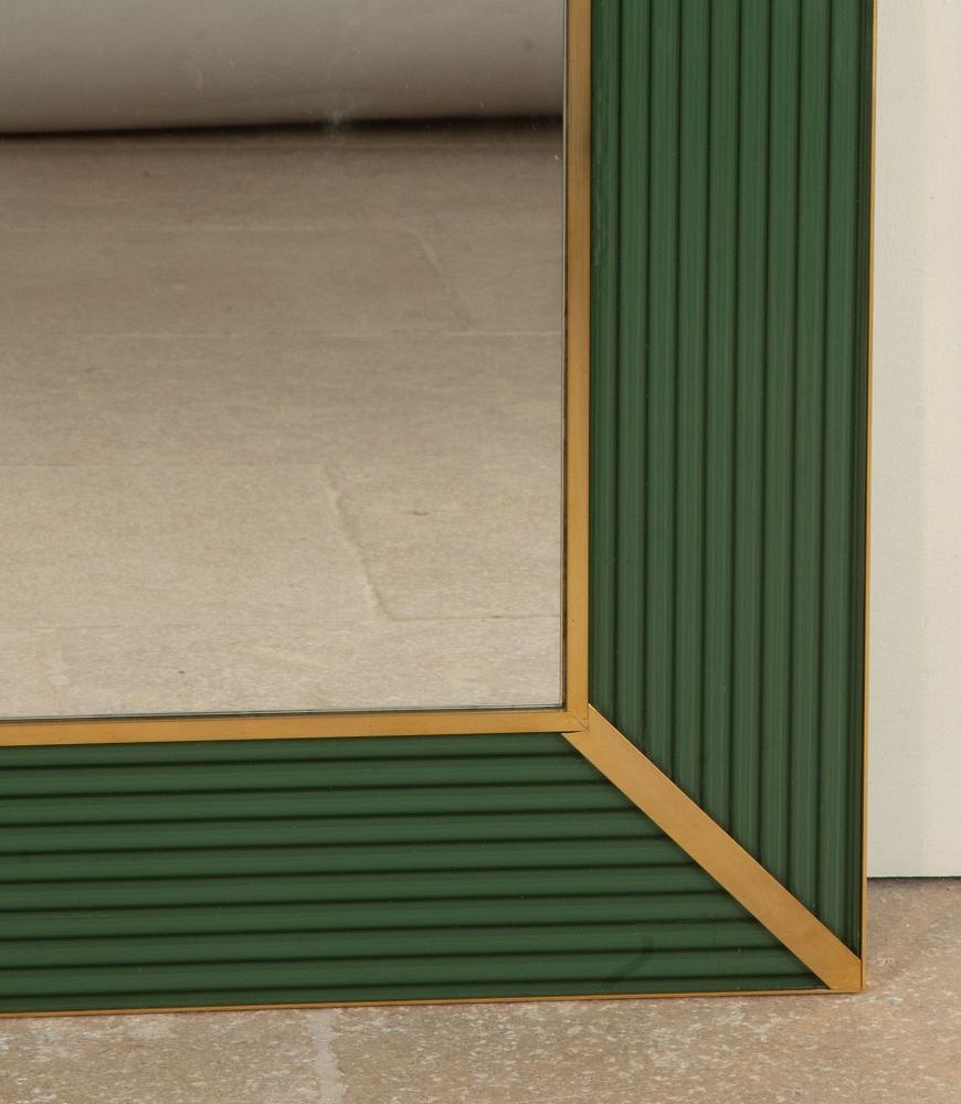 Contemporary Italian Olive Green Glass Frame Mirror MI4643300