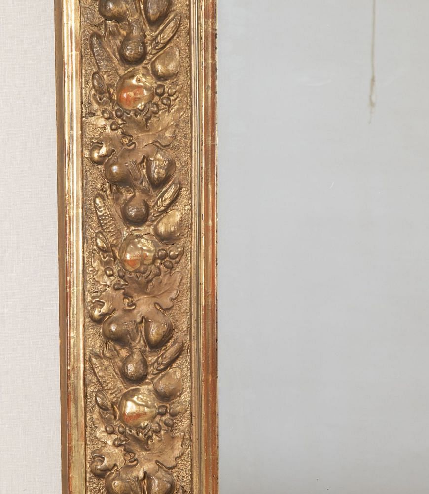 Large Late 19th Century French Gilt Frame Mirror with Fruit Decoration MI4843136